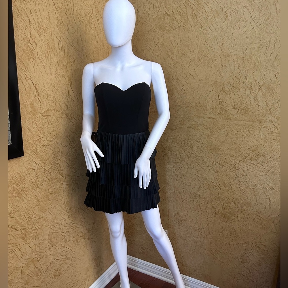 Bebe pleated faux leather dress